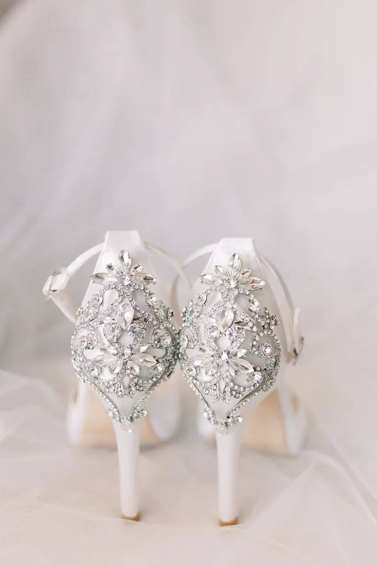 stunning wedding shoes inspiration with diamonds on the back